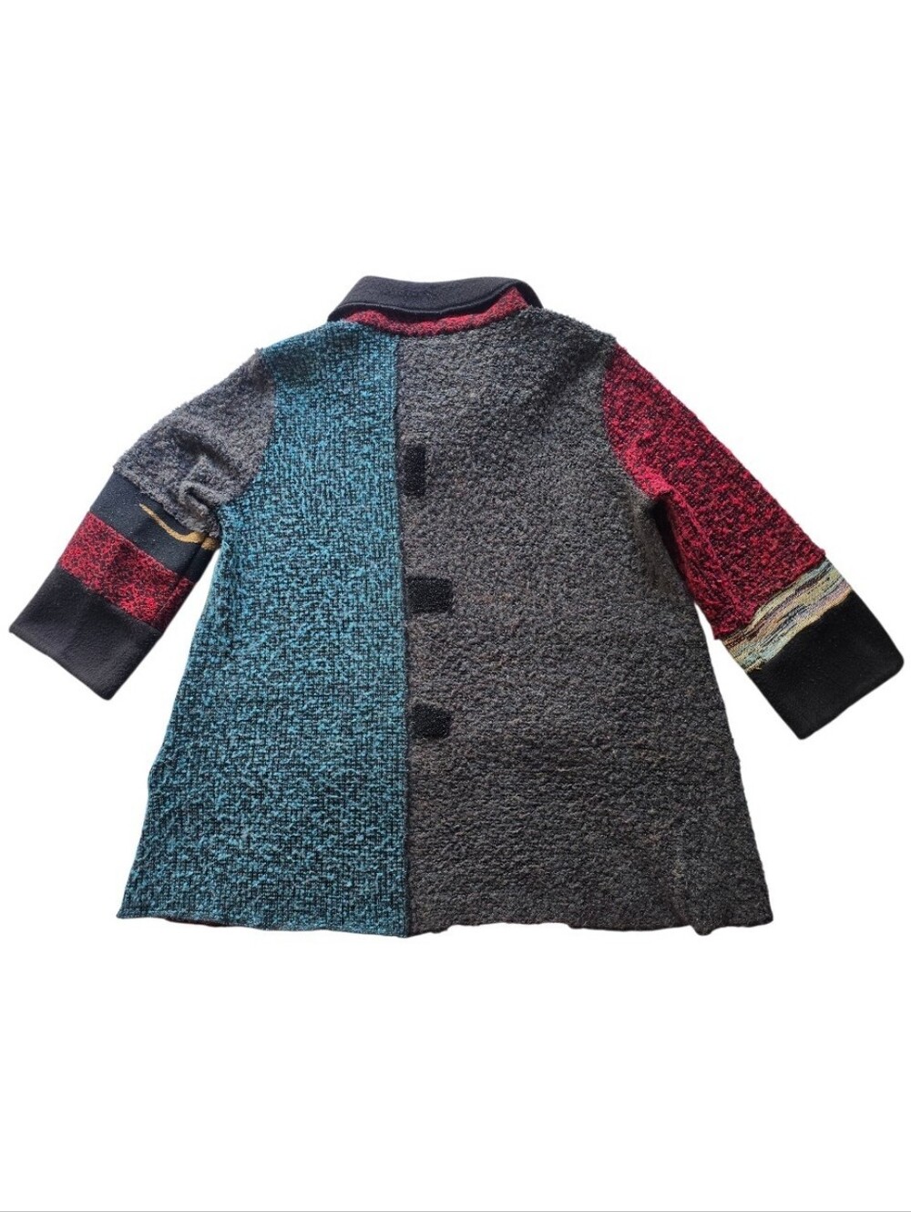 Ali Miles Multicolor Patchwork Light Weight Cardigan Sweater Floral Pocket XL - Picture 5 of 16